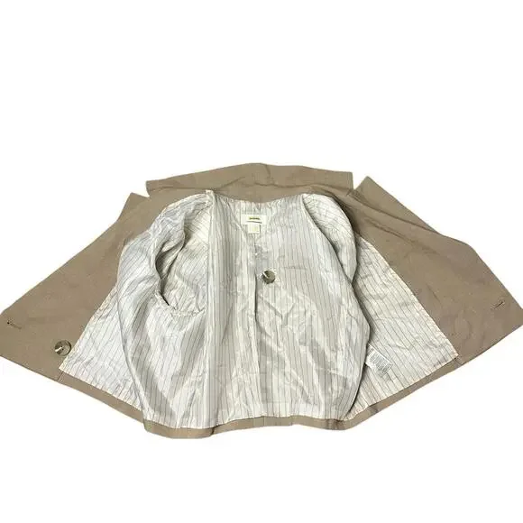 Maeve Blazer‎ Womens 6 Beige Cropped Anthropologie Short Sleeve Double Breasted - Picture 8 of 12